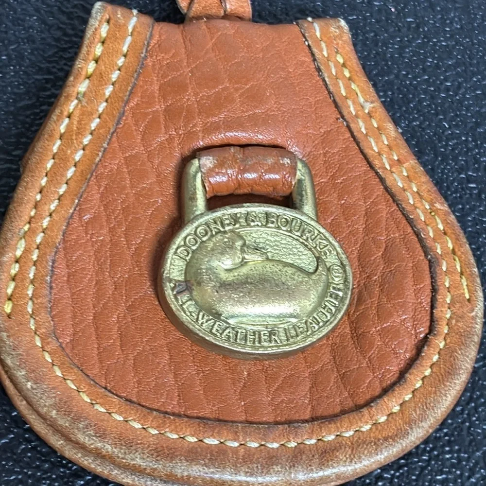 Dooney & Bourke Vintage Leather Brass Duck Fobs Key Ring Key Chain Brown
